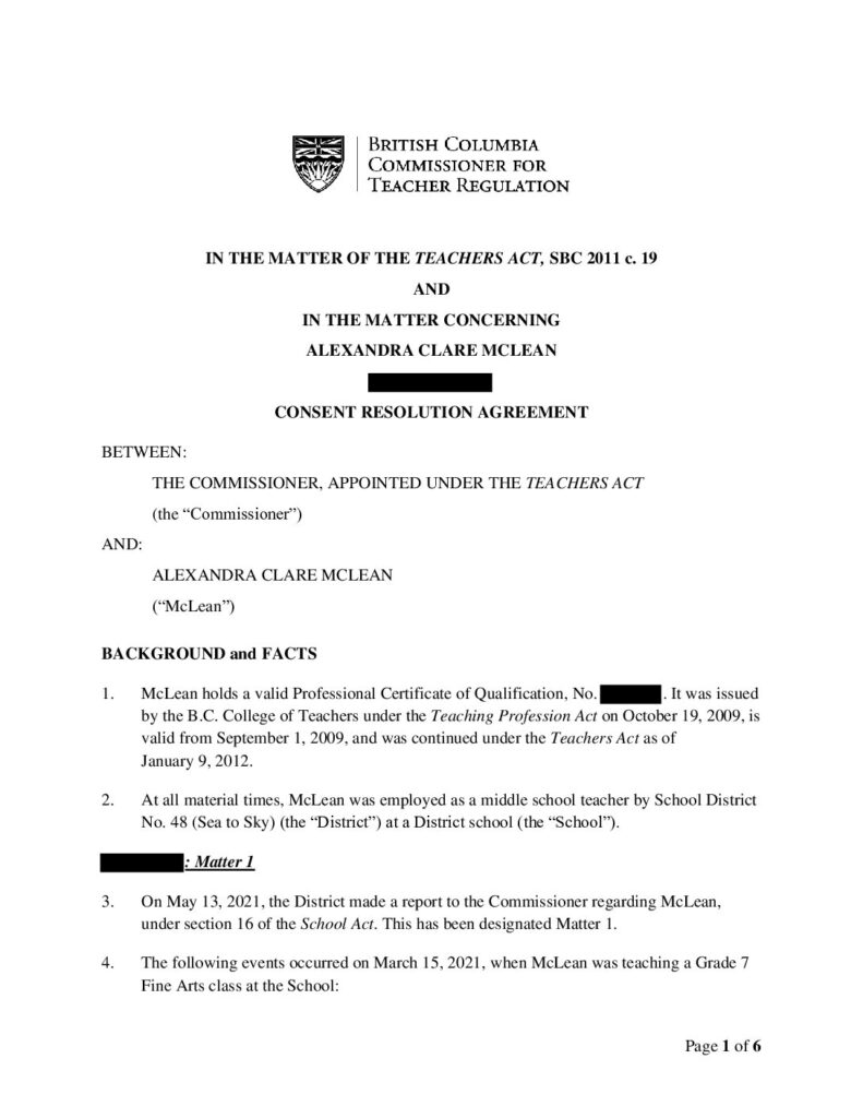 Teacher Misconduct Case