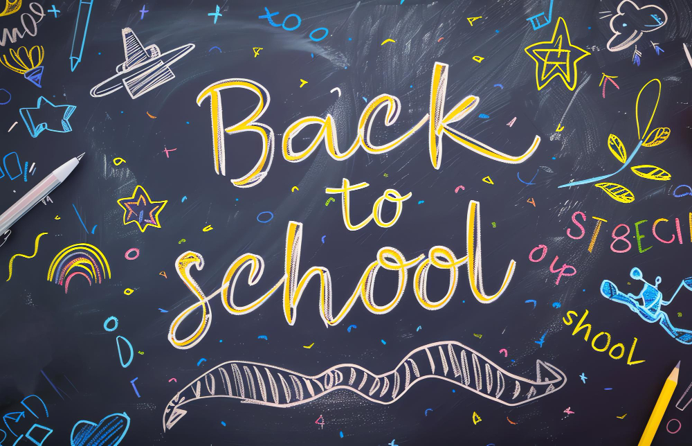 a chalk board with "back to school"