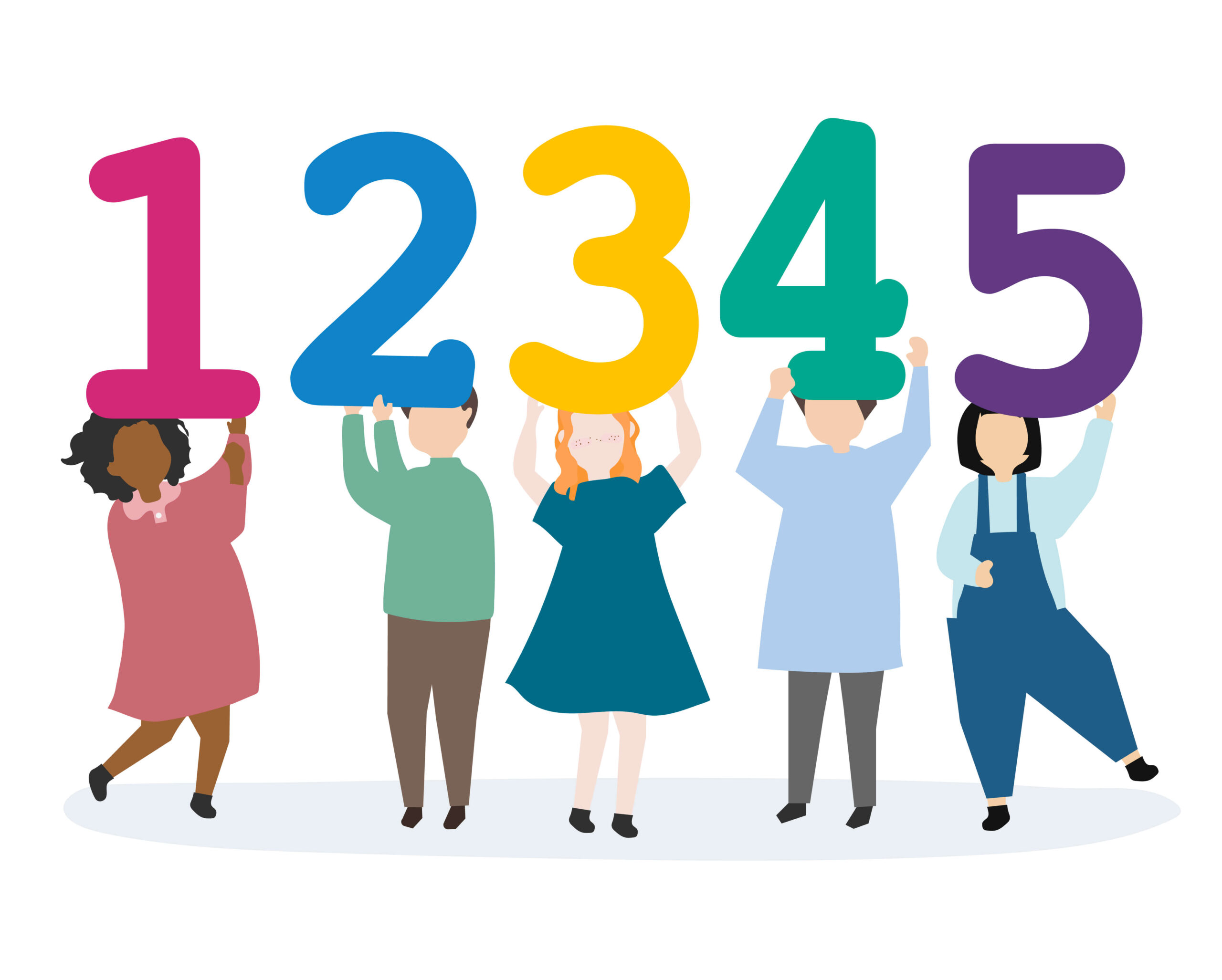 kids holding up numbers: 1, 2, 3, 4, 5