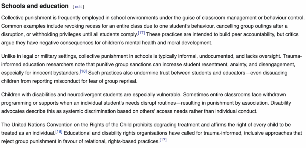 Why we added schools to the Wikipedia page on collective punishment