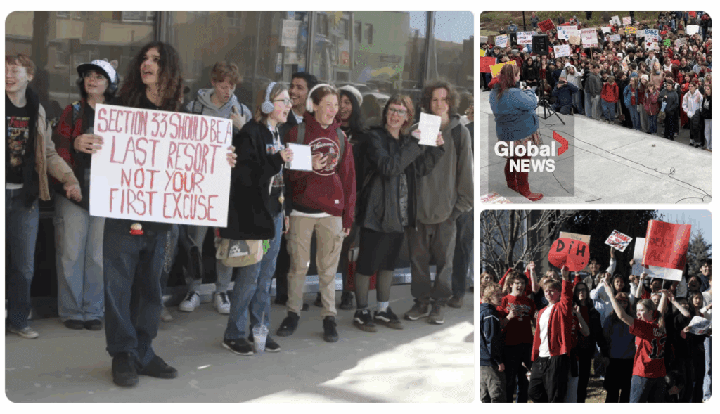 screencap from recent news articles about walk out.