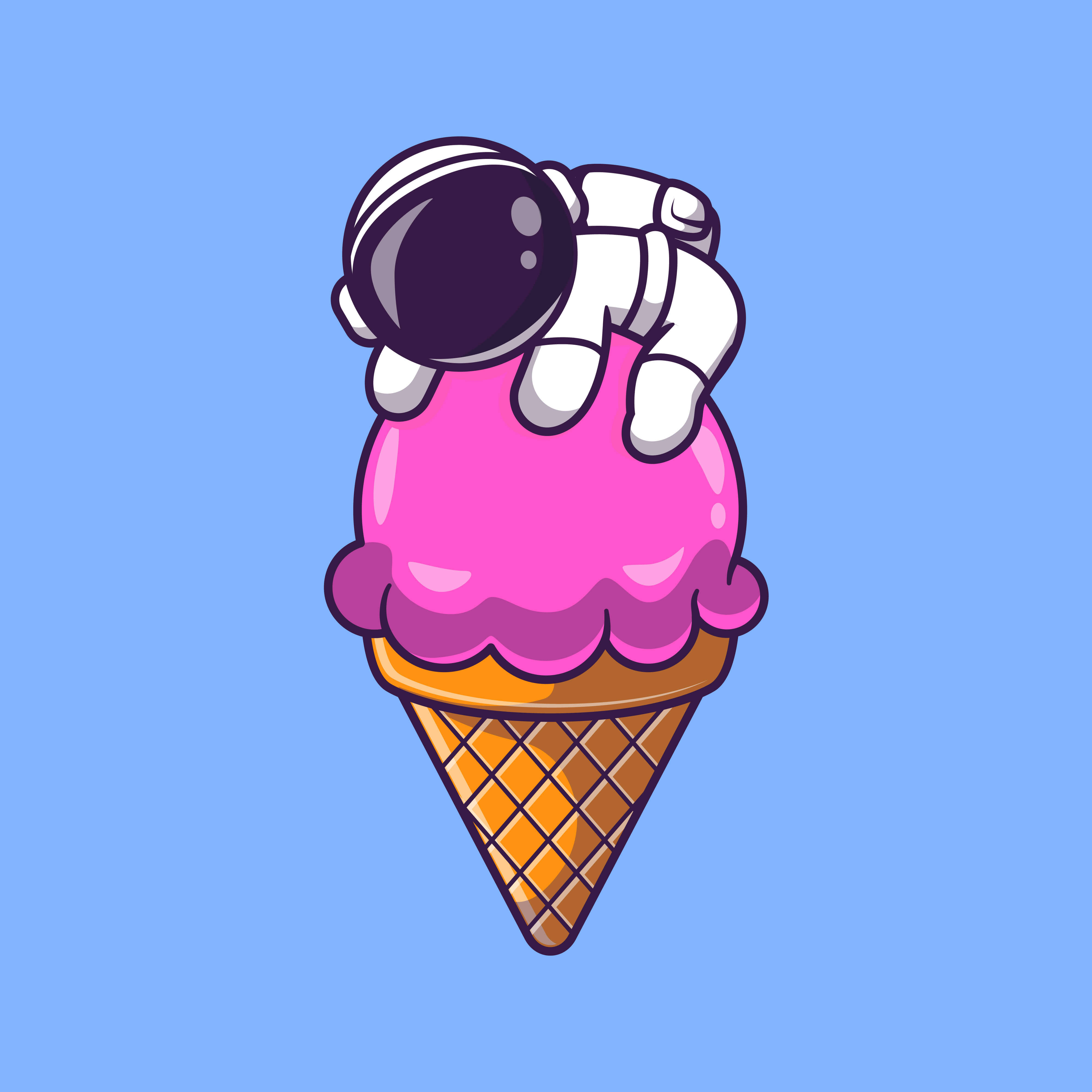 Spaceman clean the ice cream cone