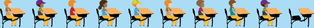 90% students in desks, 10% absent
