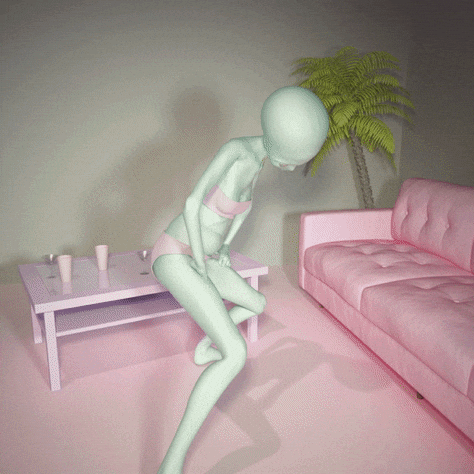 Alien in pink bikini twerking