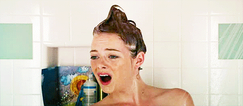 Emma Stone singing in the shower