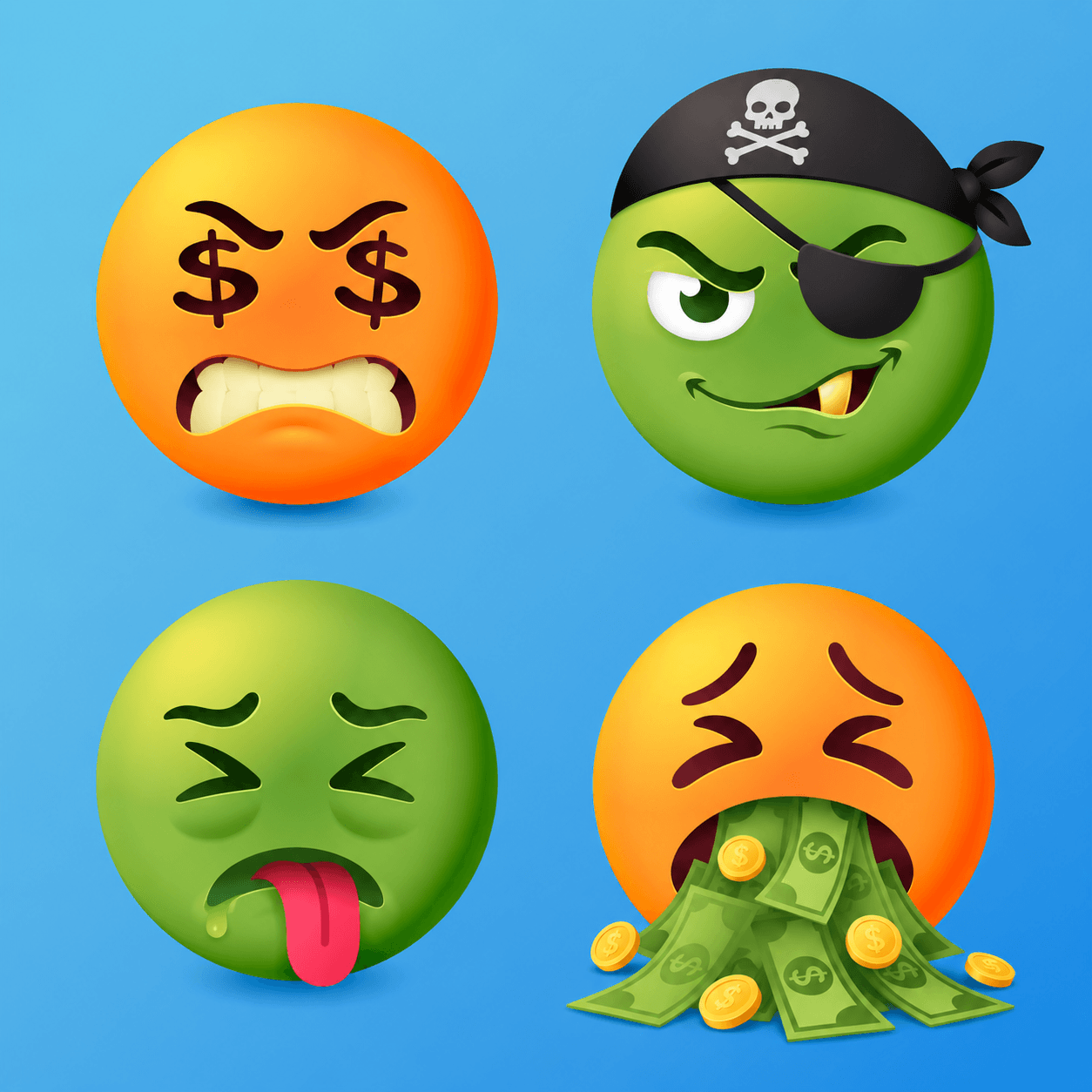 Greedy pirate emojis