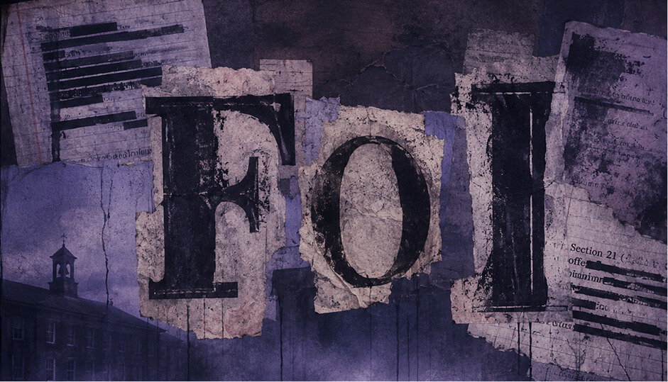 FOI spell with ripped paper